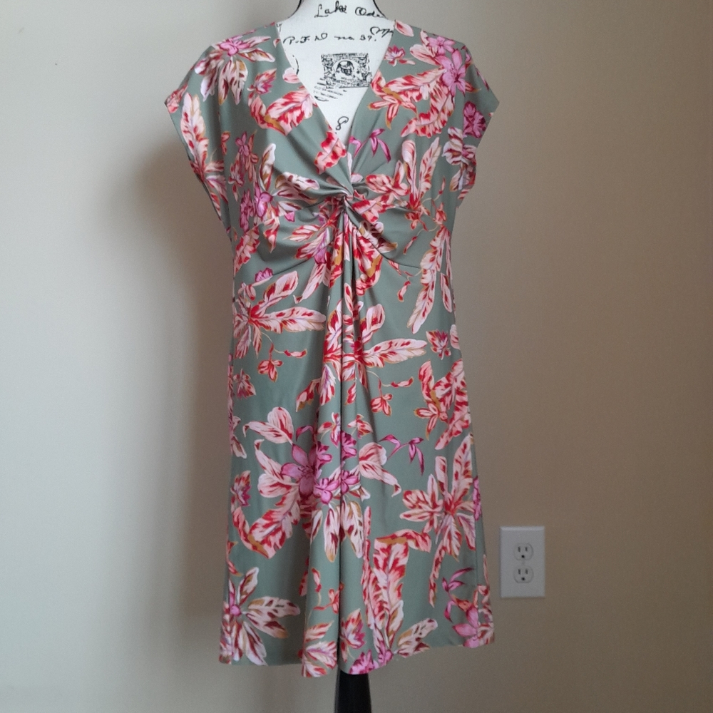 Soft Surroundings floral dress cap sleeve womens M